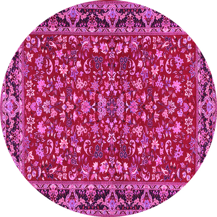 Round Machine Washable Persian Pink Traditional Rug, wshtr2046pnk