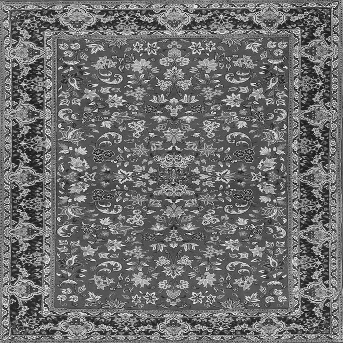 Round Machine Washable Persian Gray Traditional Rug, wshtr2046gry