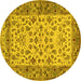 Round Machine Washable Persian Yellow Traditional Rug, wshtr2047yw