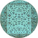 Round Machine Washable Persian Light Blue Traditional Rug, wshtr2047lblu