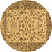 Round Machine Washable Persian Brown Traditional Rug, wshtr2047brn