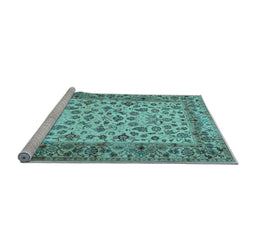 Sideview of Machine Washable Persian Light Blue Traditional Rug, wshtr2047lblu