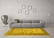 Machine Washable Persian Yellow Traditional Rug in a Living Room, wshtr2047yw