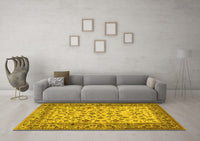 Machine Washable Persian Yellow Traditional Rug, wshtr2047yw