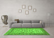 Machine Washable Persian Green Traditional Area Rugs in a Living Room,, wshtr2047grn