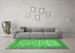 Machine Washable Persian Emerald Green Traditional Area Rugs in a Living Room,, wshtr2047emgrn