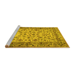 Sideview of Machine Washable Persian Yellow Traditional Rug, wshtr2047yw