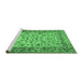 Sideview of Machine Washable Persian Emerald Green Traditional Area Rugs, wshtr2047emgrn