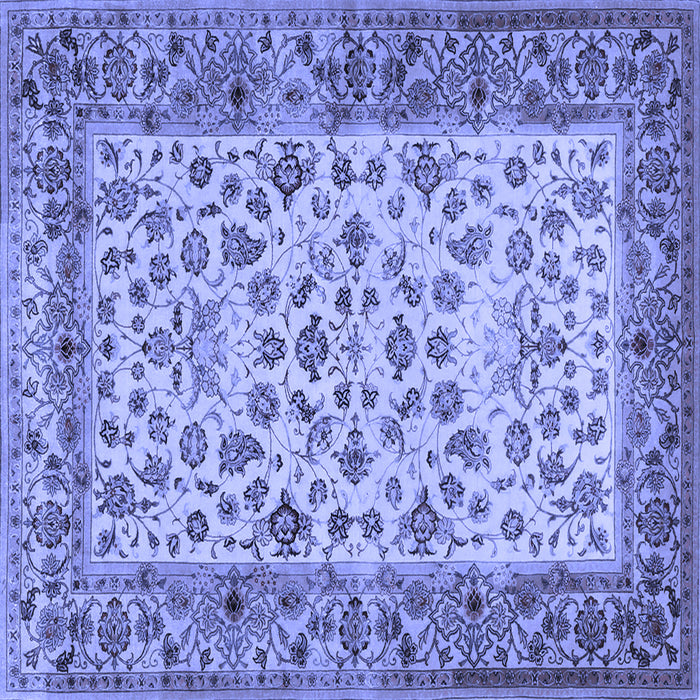 Square Machine Washable Persian Blue Traditional Rug, wshtr2047blu