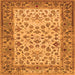 Round Machine Washable Persian Orange Traditional Area Rugs, wshtr2047org