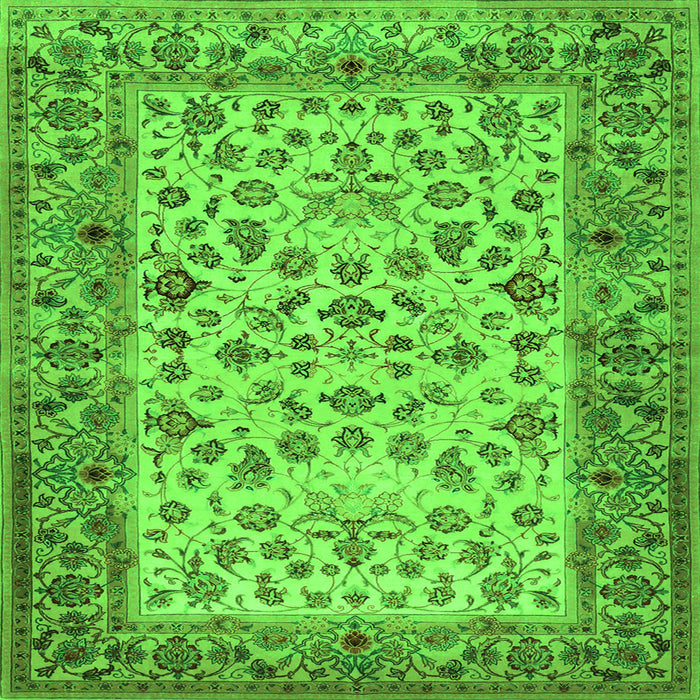 Round Machine Washable Persian Green Traditional Area Rugs, wshtr2047grn