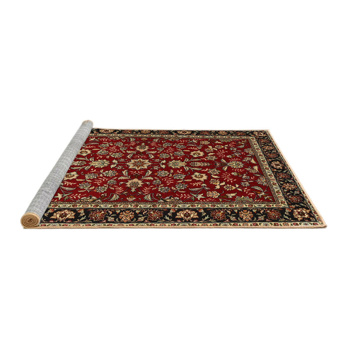 Sideview of Machine Washable Traditional Orange Brown Rug, wshtr2048