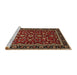 Sideview of Machine Washable Traditional Orange Brown Rug, wshtr2048