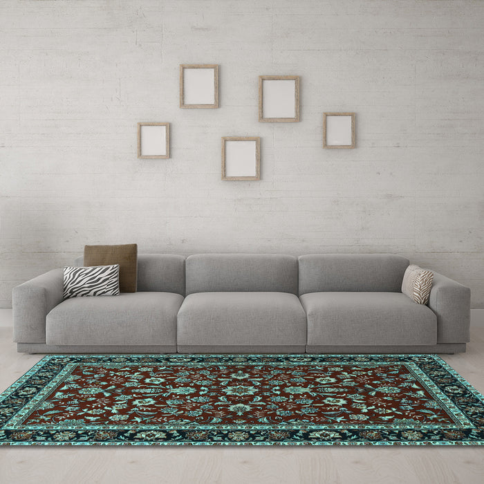 Machine Washable Persian Light Blue Traditional Rug in a Living Room, wshtr2048lblu
