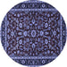 Round Machine Washable Persian Blue Traditional Rug, wshtr2048blu