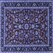 Square Machine Washable Persian Blue Traditional Rug, wshtr2048blu