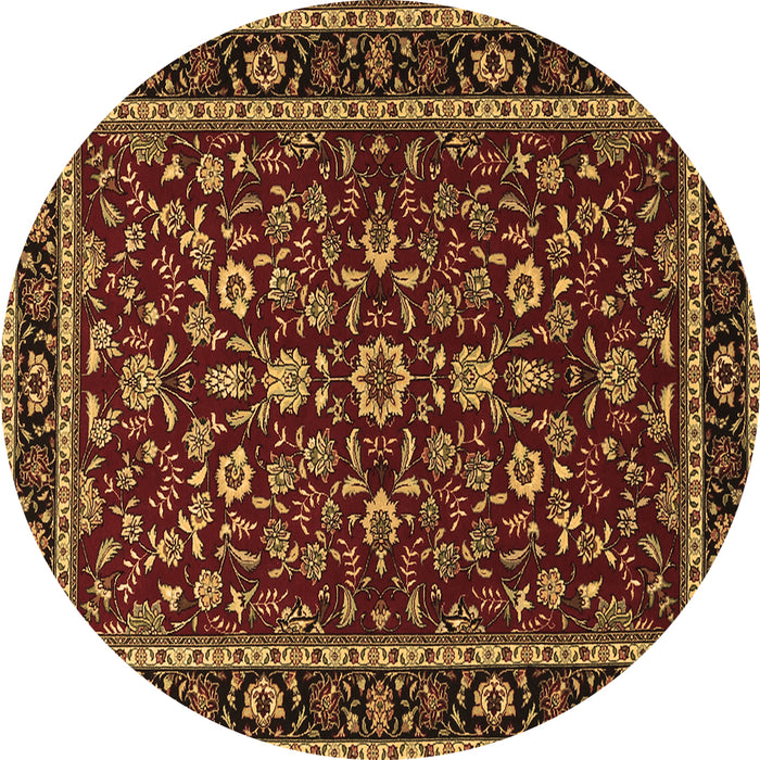 Round Machine Washable Persian Brown Traditional Rug, wshtr2048brn