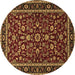 Round Machine Washable Persian Brown Traditional Rug, wshtr2048brn