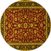 Round Persian Yellow Traditional Rug, tr2048yw