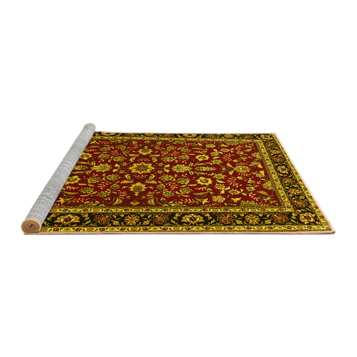 Sideview of Machine Washable Persian Yellow Traditional Rug, wshtr2048yw