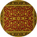 Round Machine Washable Persian Yellow Traditional Rug, wshtr2048yw