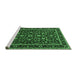 Sideview of Machine Washable Persian Emerald Green Traditional Area Rugs, wshtr2048emgrn