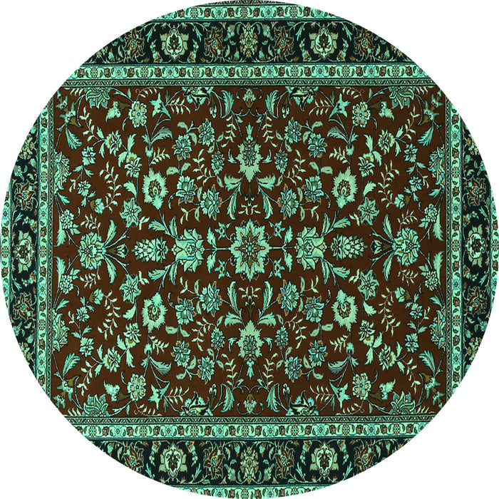 Round Persian Turquoise Traditional Rug, tr2048turq