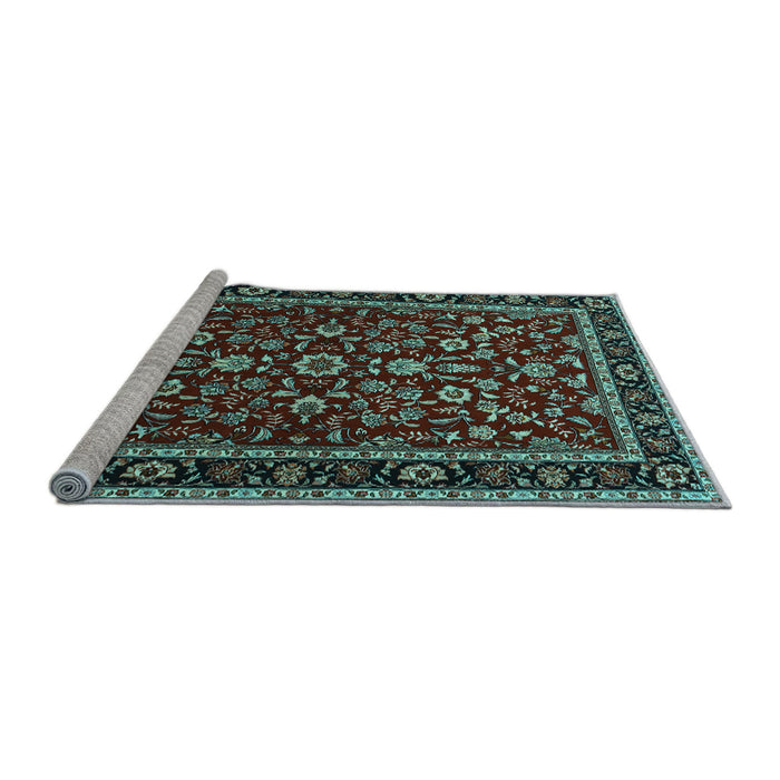 Sideview of Machine Washable Persian Light Blue Traditional Rug, wshtr2048lblu