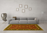 Machine Washable Persian Yellow Traditional Rug, wshtr2048yw