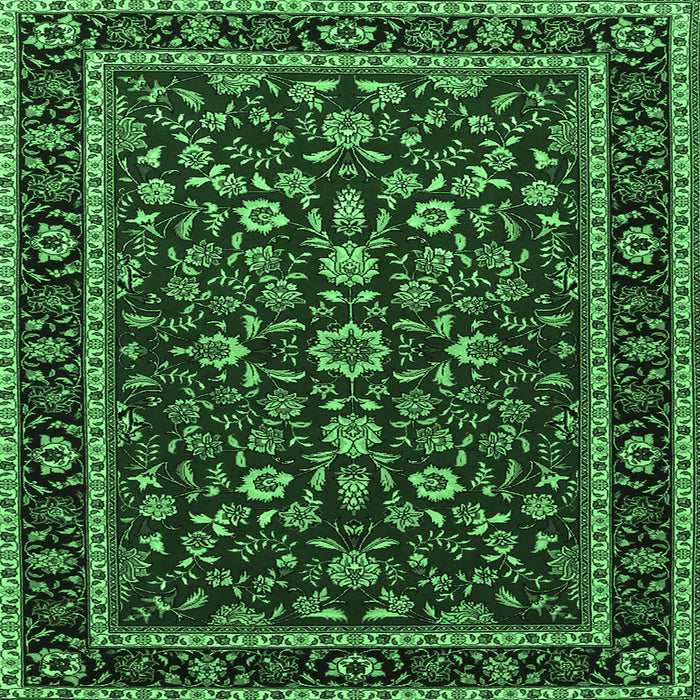 Square Machine Washable Persian Emerald Green Traditional Area Rugs, wshtr2048emgrn