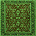 Round Machine Washable Persian Green Traditional Area Rugs, wshtr2048grn