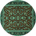 Round Machine Washable Persian Turquoise Traditional Area Rugs, wshtr2048turq