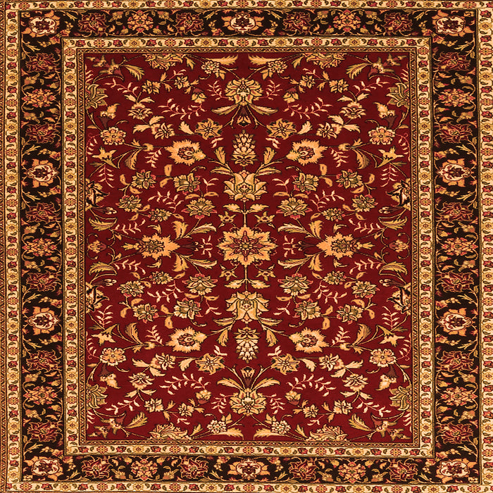 Round Machine Washable Persian Orange Traditional Area Rugs, wshtr2048org