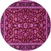 Round Machine Washable Persian Pink Traditional Rug, wshtr2048pnk