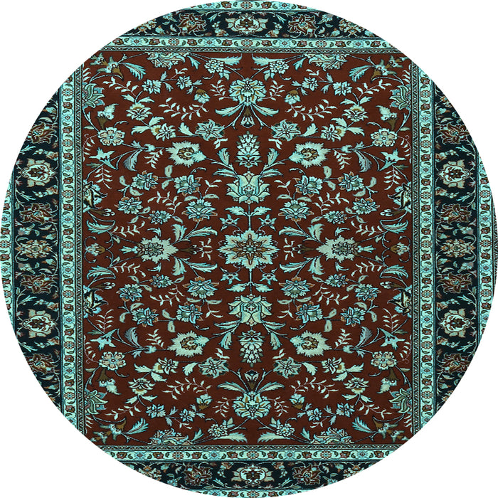 Round Machine Washable Persian Light Blue Traditional Rug, wshtr2048lblu