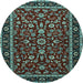 Round Machine Washable Persian Light Blue Traditional Rug, wshtr2048lblu