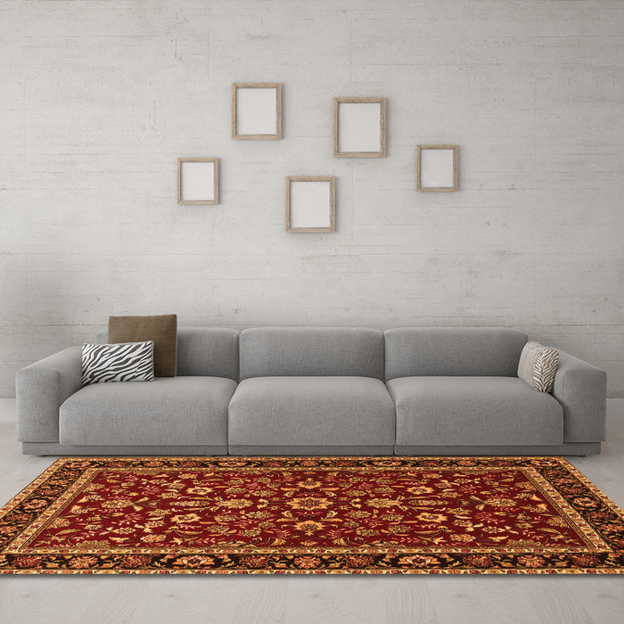 Machine Washable Persian Orange Traditional Area Rugs in a Living Room, wshtr2048org