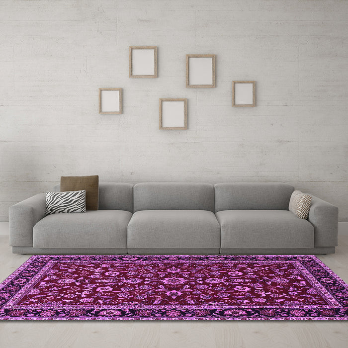 Machine Washable Persian Purple Traditional Area Rugs in a Living Room, wshtr2048pur