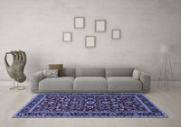 Machine Washable Persian Blue Traditional Rug, wshtr2048blu