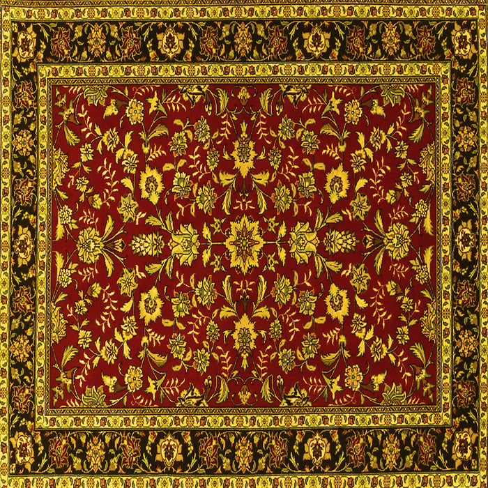 Square Machine Washable Persian Yellow Traditional Rug, wshtr2048yw