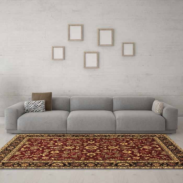 Machine Washable Persian Brown Traditional Rug in a Living Room,, wshtr2048brn