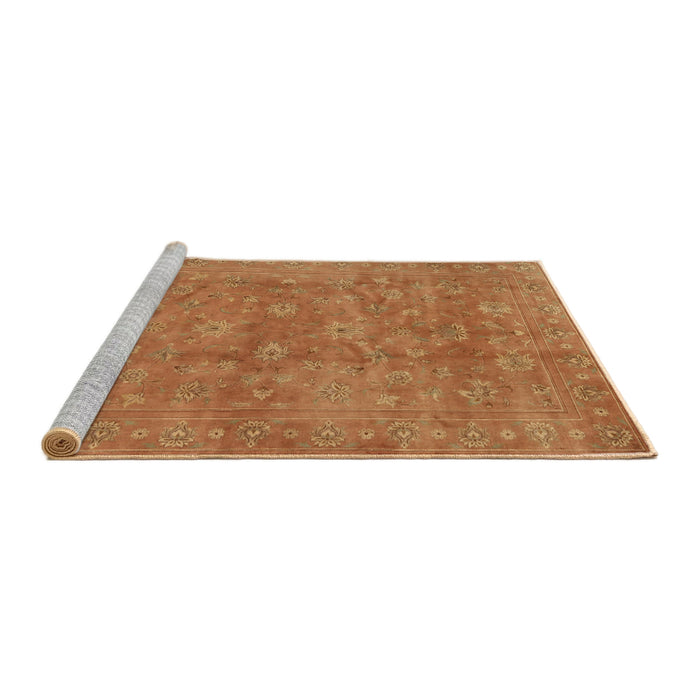 Sideview of Machine Washable Traditional Orange Red Rug, wshtr2049