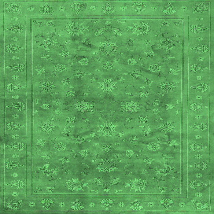 Square Machine Washable Persian Emerald Green Traditional Area Rugs, wshtr2049emgrn