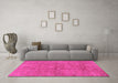 Machine Washable Persian Pink Traditional Rug in a Living Room, wshtr2049pnk