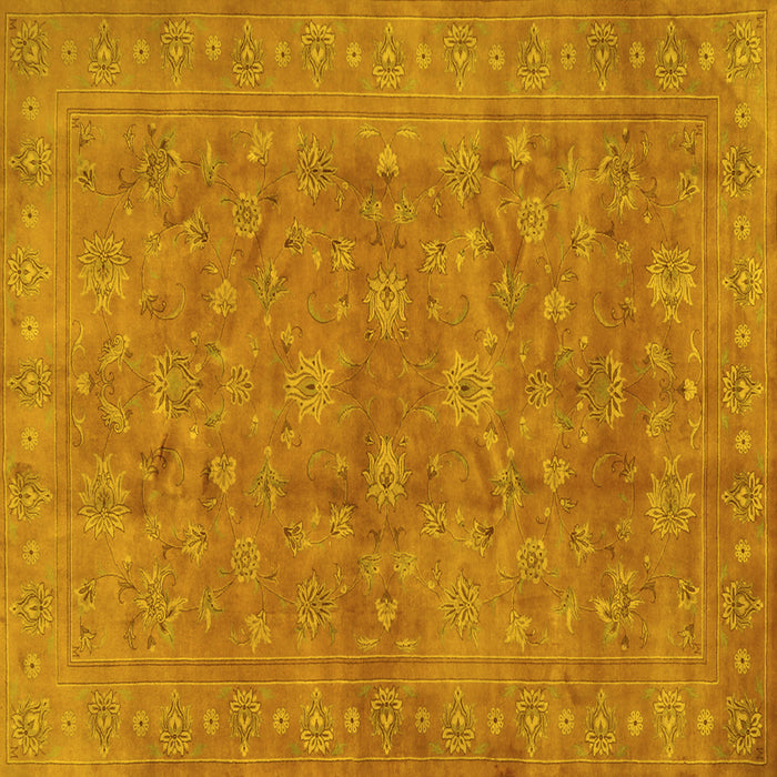 Square Persian Yellow Traditional Rug, tr2049yw