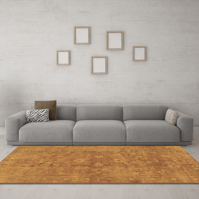 Machine Washable Persian Brown Traditional Rug in a Living Room,, wshtr2049brn