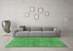 Machine Washable Persian Emerald Green Traditional Area Rugs in a Living Room,, wshtr2049emgrn