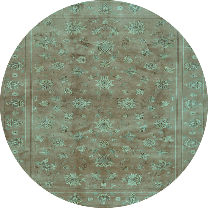 Round Machine Washable Persian Light Blue Traditional Rug, wshtr2049lblu