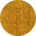 Round Persian Yellow Traditional Rug, tr2049yw