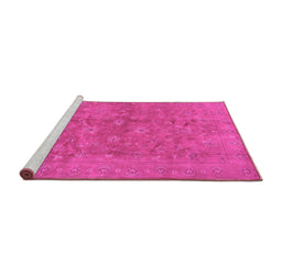 Sideview of Machine Washable Persian Pink Traditional Rug, wshtr2049pnk
